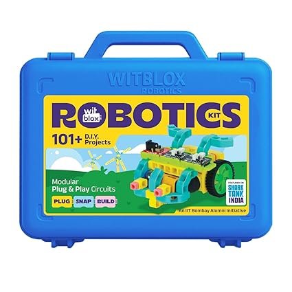 witblox diy robotics science kits 101+ plus projects, 8 years+ kids, interlocking bricks modular electronic sensor and circuits to create logic 2 free live classes educational gift toys boys and girls