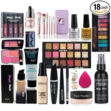 magic huda hd professional makeup combo kit for women & girls all products in 1, box for girls and women waterproof bridal makeup kit (set of 18).